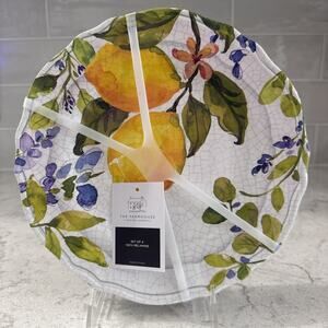 Set 4 LEMONS 9” Melamine Salad Side Appetizer Plates Farmhouse Rachel Ashwell